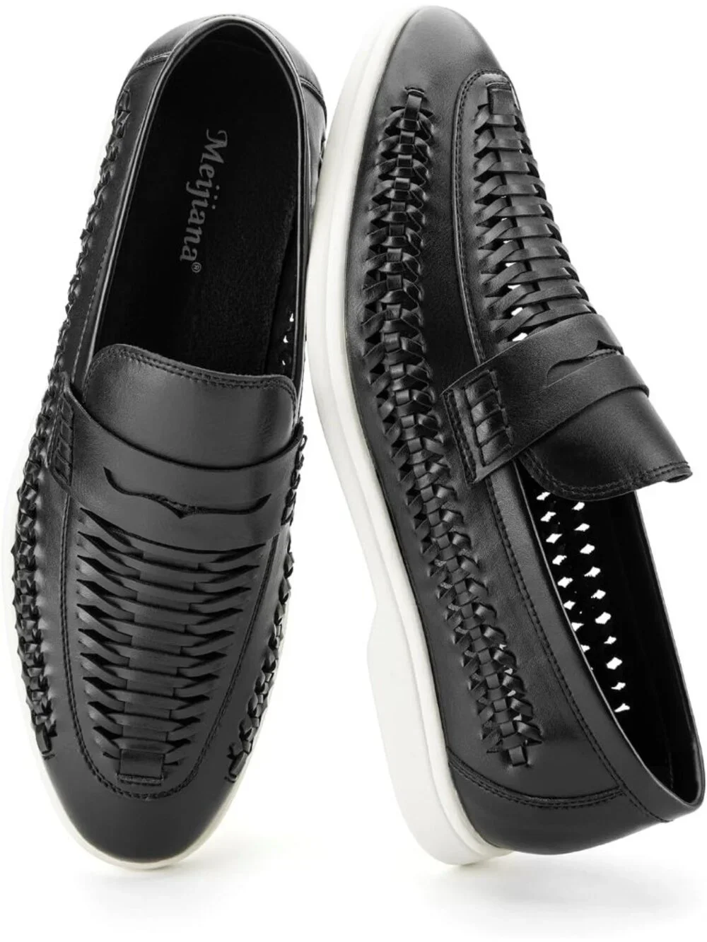 🆕Men's All Bkack Leather Loafers Slip-On Moccasins Dress Shoes Lightweight